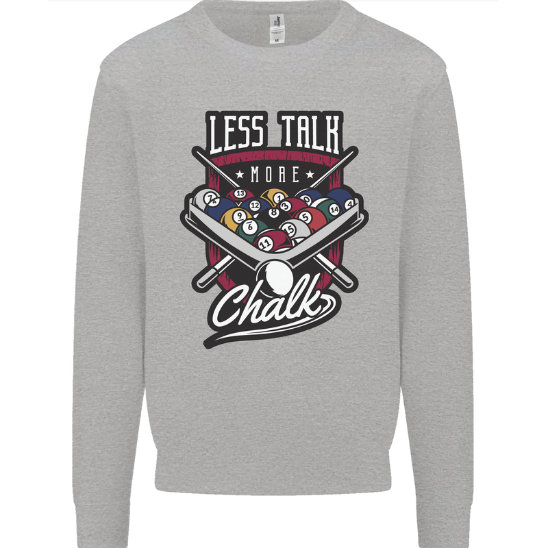 Less Talk More Chalk Funny 9-Ball Pool Kids Sweatshirt Jumper Sports Grey