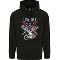 Less Talk More Chalk Funny 9-Ball Pool Mens 80% Cotton Hoodie Black