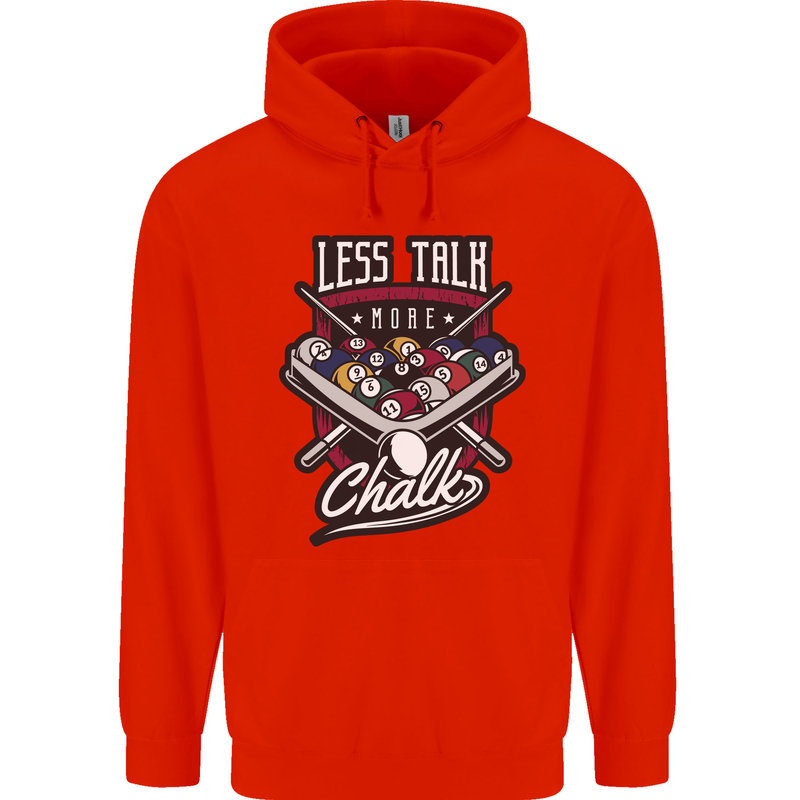 Less Talk More Chalk Funny 9-Ball Pool Mens 80% Cotton Hoodie Bright Red