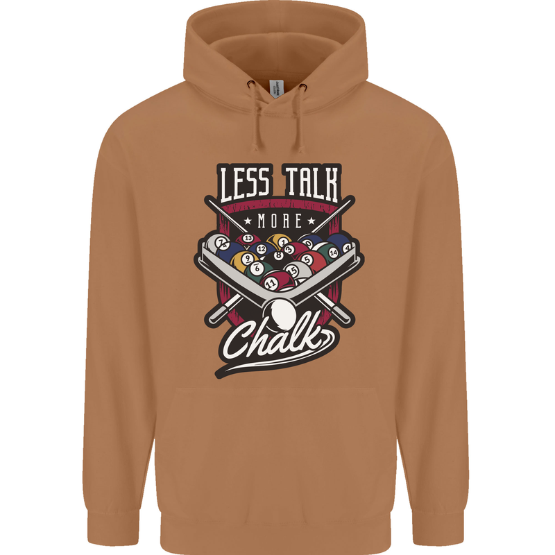 Less Talk More Chalk Funny 9-Ball Pool Mens 80% Cotton Hoodie Caramel Latte
