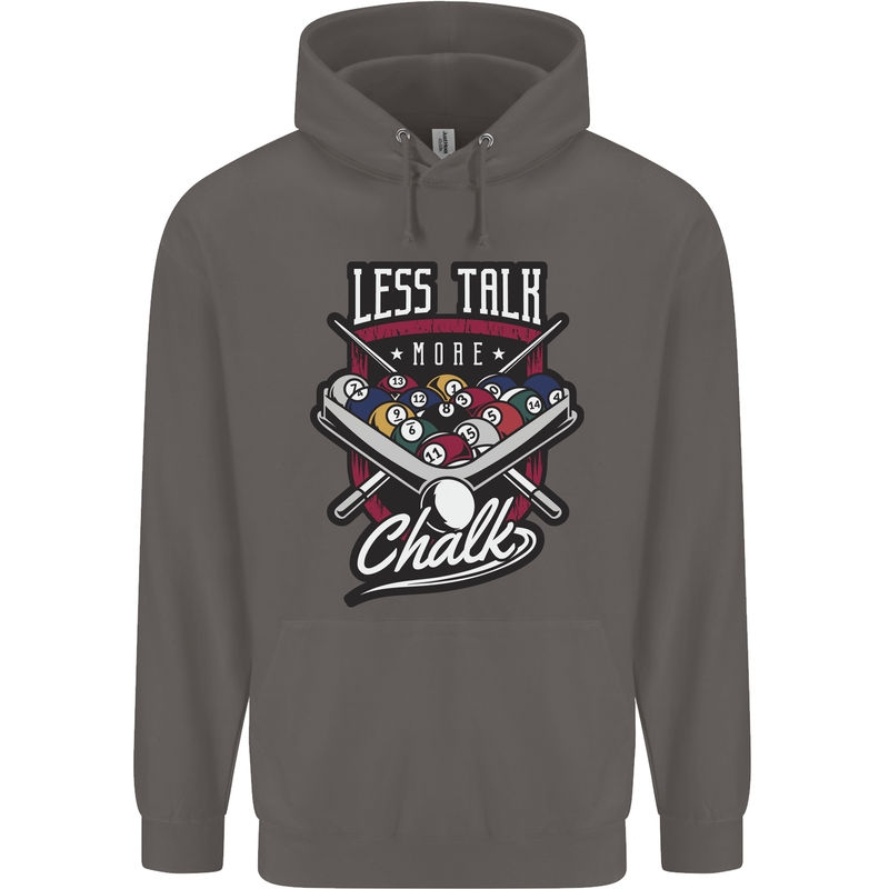 Less Talk More Chalk Funny 9-Ball Pool Mens 80% Cotton Hoodie Charcoal