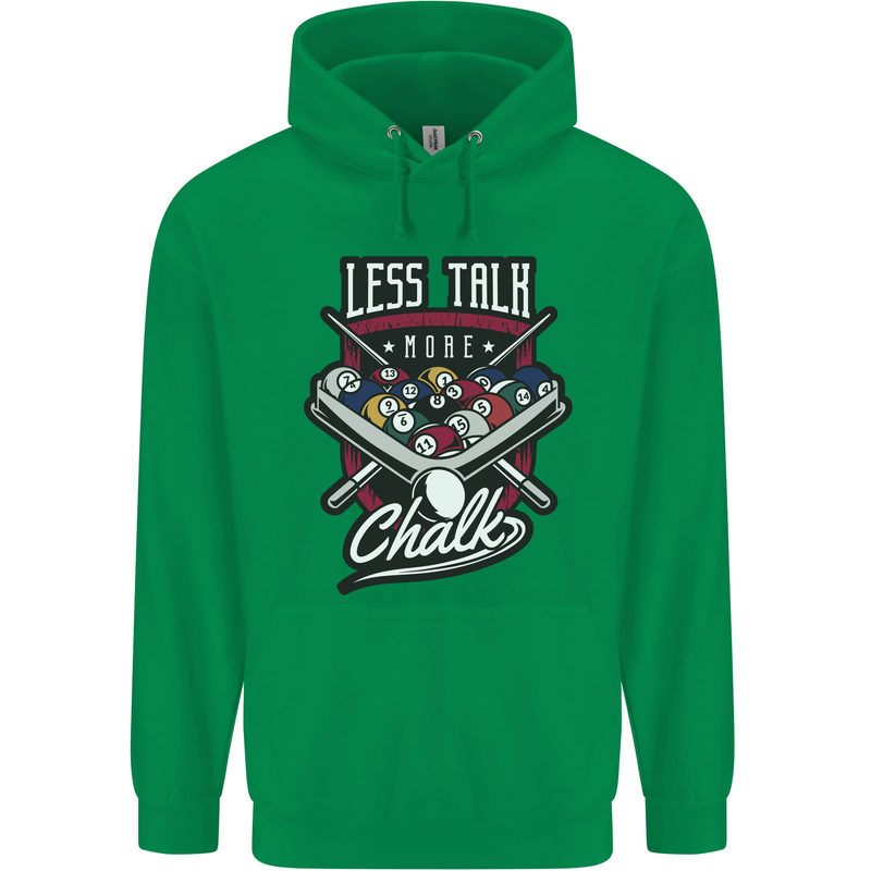 Less Talk More Chalk Funny 9-Ball Pool Mens 80% Cotton Hoodie Irish Green