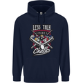 Less Talk More Chalk Funny 9-Ball Pool Mens 80% Cotton Hoodie Navy Blue