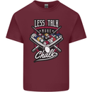 Less Talk More Chalk Funny 9-Ball Pool Mens Cotton T-Shirt Tee Top Maroon