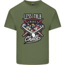 Less Talk More Chalk Funny 9-Ball Pool Mens Cotton T-Shirt Tee Top Military Green