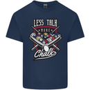 Less Talk More Chalk Funny 9-Ball Pool Mens Cotton T-Shirt Tee Top Navy Blue