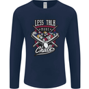 Less Talk More Chalk Funny 9-Ball Pool Mens Long Sleeve T-Shirt Navy Blue