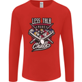 Less Talk More Chalk Funny 9-Ball Pool Mens Long Sleeve T-Shirt Red