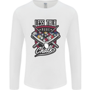 Less Talk More Chalk Funny 9-Ball Pool Mens Long Sleeve T-Shirt White