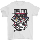 Less Talk More Chalk Funny 9-Ball Pool Mens T-Shirt 100% Cotton White