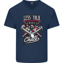 Less Talk More Chalk Funny 9-Ball Pool Mens V-Neck Cotton T-Shirt Navy Blue
