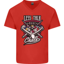 Less Talk More Chalk Funny 9-Ball Pool Mens V-Neck Cotton T-Shirt Red
