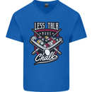 Less Talk More Chalk Funny 9-Ball Pool Mens V-Neck Cotton T-Shirt Royal Blue