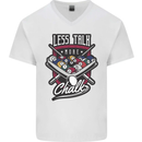 Less Talk More Chalk Funny 9-Ball Pool Mens V-Neck Cotton T-Shirt White