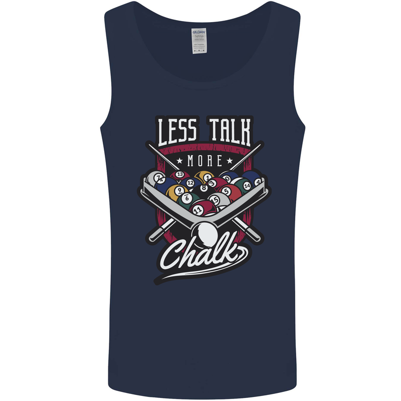 Less Talk More Chalk Funny 9-Ball Pool Mens Vest Tank Top Navy Blue