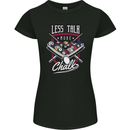 Less Talk More Chalk Funny 9-Ball Pool Womens Petite Cut T-Shirt Black