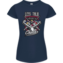 Less Talk More Chalk Funny 9-Ball Pool Womens Petite Cut T-Shirt Navy Blue