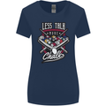 Less Talk More Chalk Funny 9-Ball Pool Womens Wider Cut T-Shirt Navy Blue