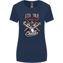 Less Talk More Chalk Funny 9-Ball Pool Womens Wider Cut T-Shirt Navy Blue