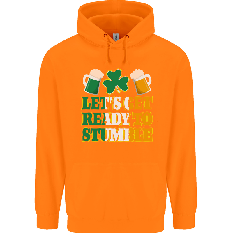 Let's Get Ready Stumble St. Patrick's Day Mens 80% Cotton Hoodie Orange