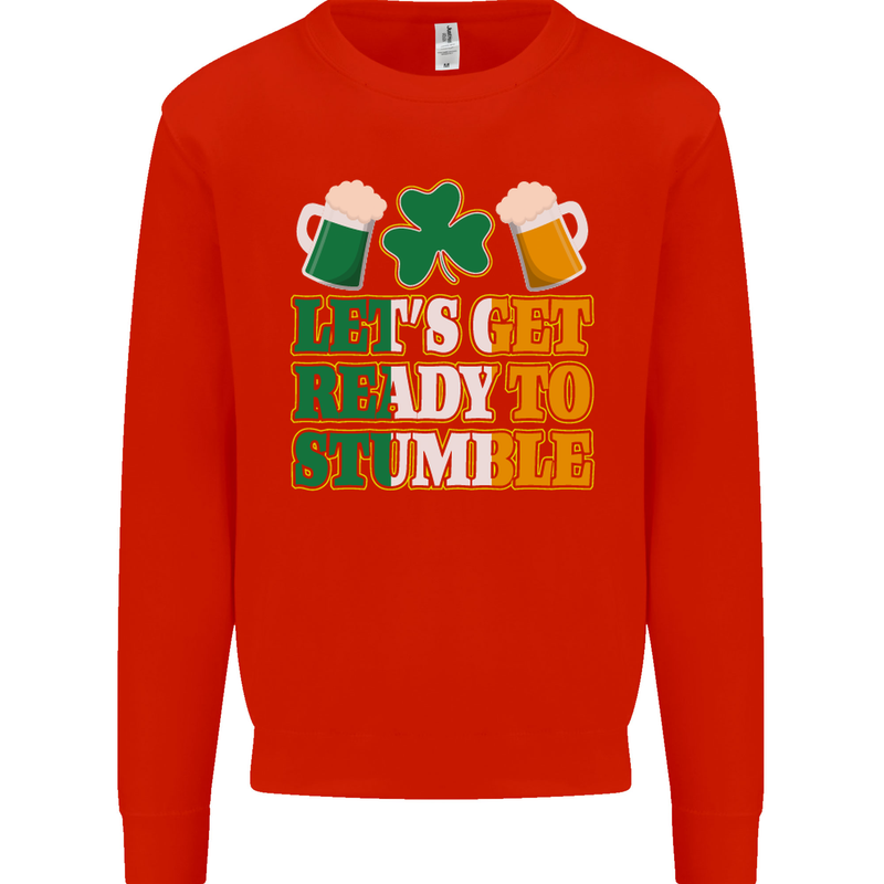 Let's Get Ready Stumble St. Patrick's Day Mens Sweatshirt Jumper Bright Red