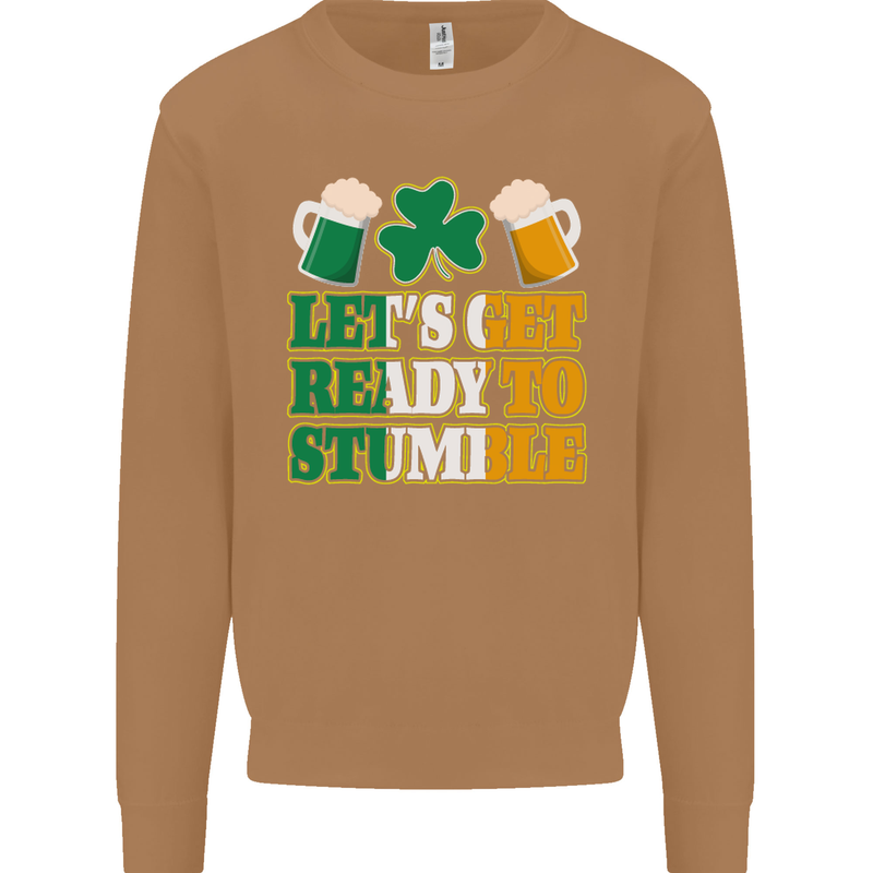 Let's Get Ready Stumble St. Patrick's Day Mens Sweatshirt Jumper Caramel Latte