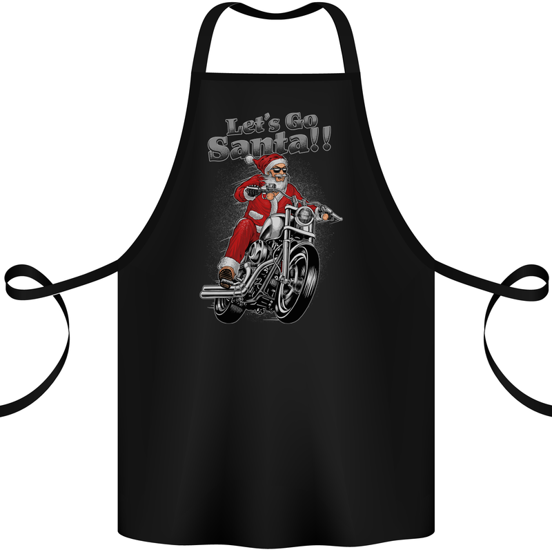 Let's Go Santa  Motorbike Motorcycle Biker Cotton Apron 100% Organic Black