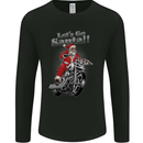 Let's Go Santa  Motorbike Motorcycle Biker Mens Long Sleeve T-Shirt Black
