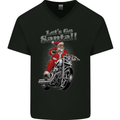 Let's Go Santa  Motorbike Motorcycle Biker Mens V-Neck Cotton T-Shirt Black