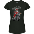 Let's Go Santa  Motorbike Motorcycle Biker Womens Petite Cut T-Shirt Black
