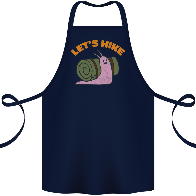 Let's Hike Funny Slug Trekking Walking Cotton Apron 100% Organic Navy Blue