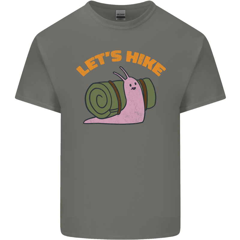 Let's Hike Funny Slug Trekking Walking Kids T-Shirt Childrens Charcoal