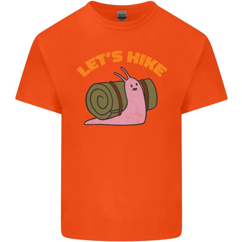 Let's Hike Funny Slug Trekking Walking Kids T-Shirt Childrens Orange