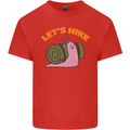 Let's Hike Funny Slug Trekking Walking Kids T-Shirt Childrens Red