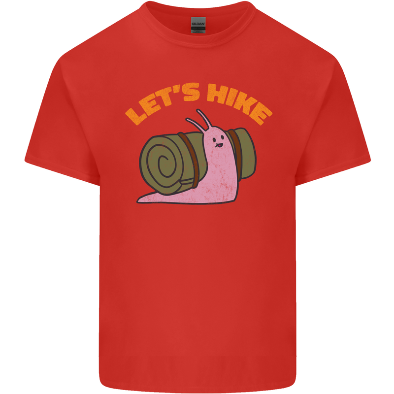 Let's Hike Funny Slug Trekking Walking Kids T-Shirt Childrens Red