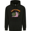 Let's Hike Funny Slug Trekking Walking Mens 80% Cotton Hoodie Black