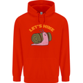 Let's Hike Funny Slug Trekking Walking Mens 80% Cotton Hoodie Bright Red