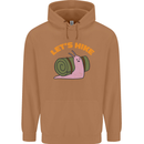 Let's Hike Funny Slug Trekking Walking Mens 80% Cotton Hoodie Caramel Latte