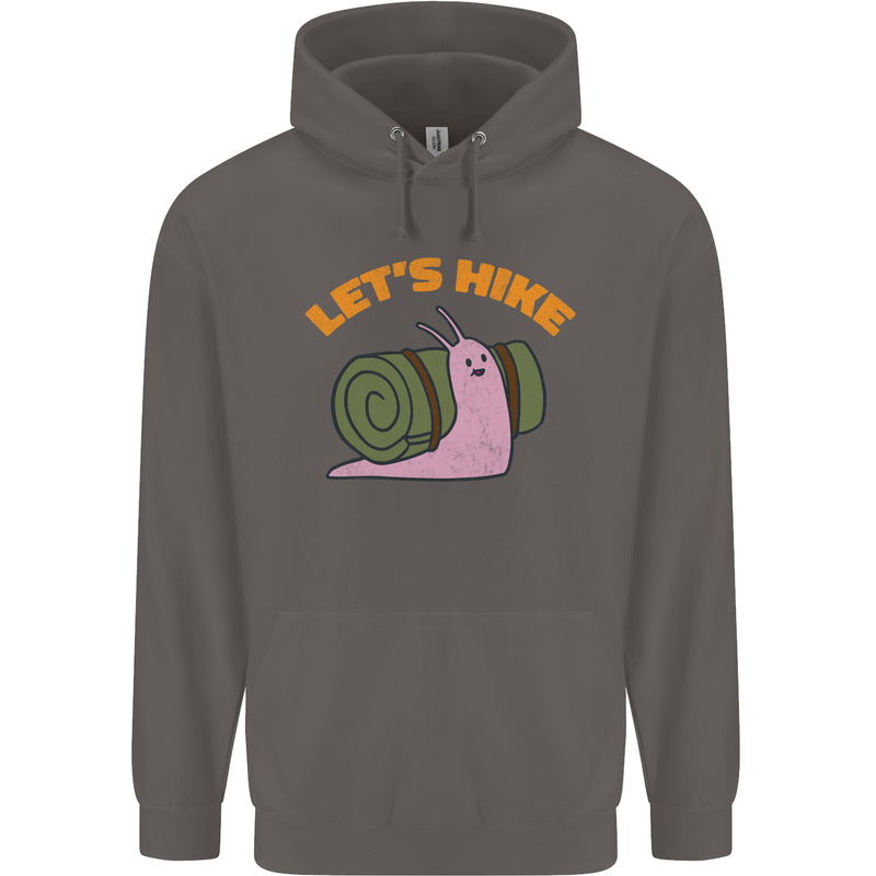 Let's Hike Funny Slug Trekking Walking Mens 80% Cotton Hoodie Charcoal