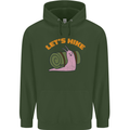 Let's Hike Funny Slug Trekking Walking Mens 80% Cotton Hoodie Forest Green