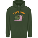 Let's Hike Funny Slug Trekking Walking Mens 80% Cotton Hoodie Forest Green