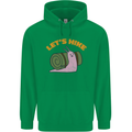 Let's Hike Funny Slug Trekking Walking Mens 80% Cotton Hoodie Irish Green