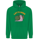 Let's Hike Funny Slug Trekking Walking Mens 80% Cotton Hoodie Irish Green