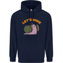Let's Hike Funny Slug Trekking Walking Mens 80% Cotton Hoodie Navy Blue