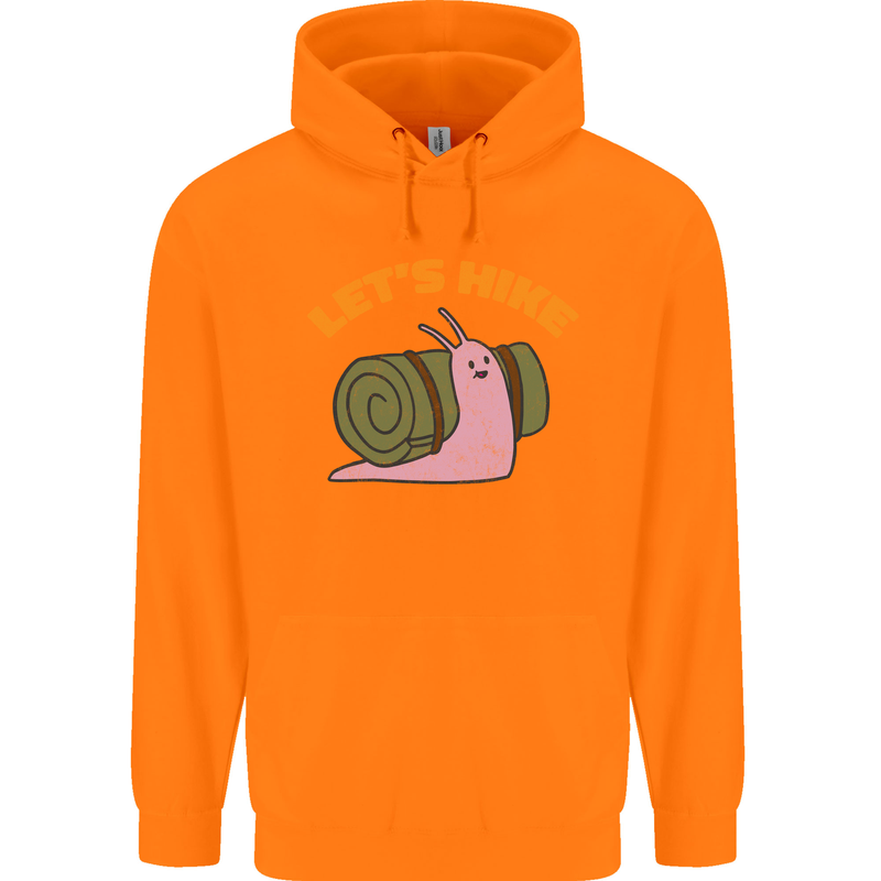 Let's Hike Funny Slug Trekking Walking Mens 80% Cotton Hoodie Orange