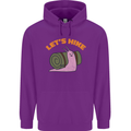 Let's Hike Funny Slug Trekking Walking Mens 80% Cotton Hoodie Purple