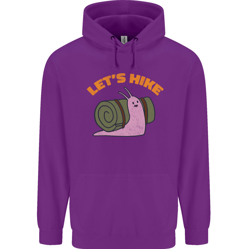 Let's Hike Funny Slug Trekking Walking Mens 80% Cotton Hoodie Purple
