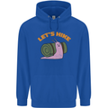 Let's Hike Funny Slug Trekking Walking Mens 80% Cotton Hoodie Royal Blue