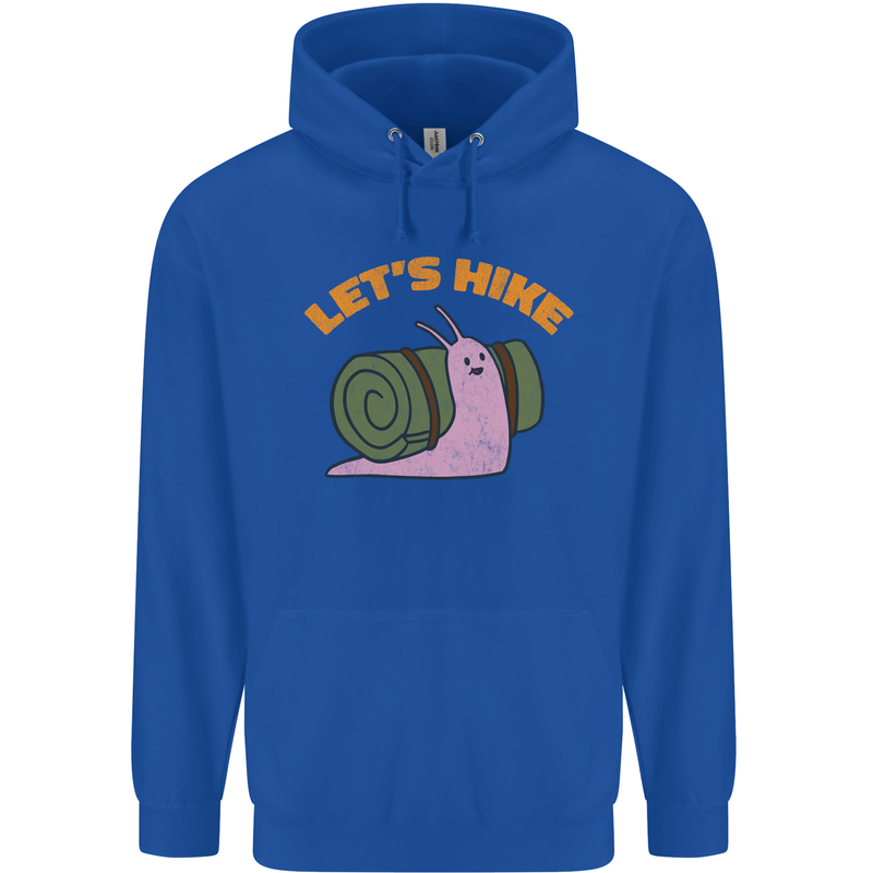 Let's Hike Funny Slug Trekking Walking Mens 80% Cotton Hoodie Royal Blue