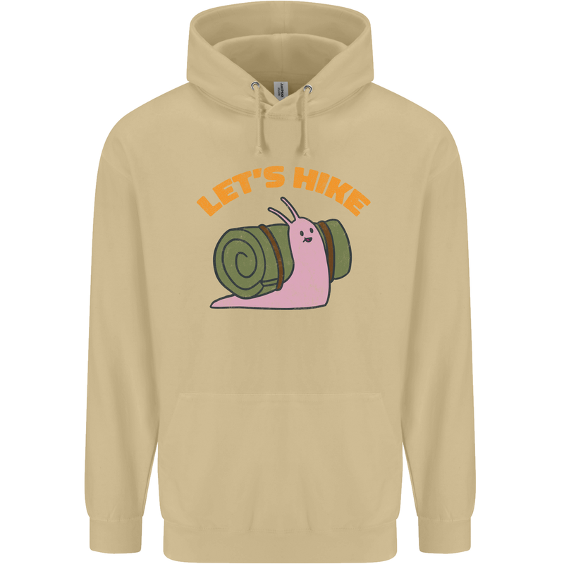 Let's Hike Funny Slug Trekking Walking Mens 80% Cotton Hoodie Sand